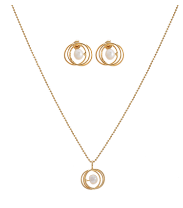 Set Dije y Aretes Saturno Dorado